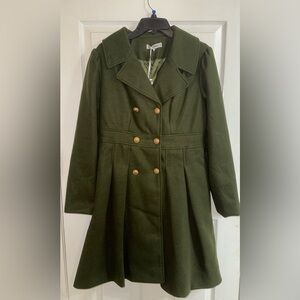 Grace Karin Dark Green Pea Coat with Gold Buttons
